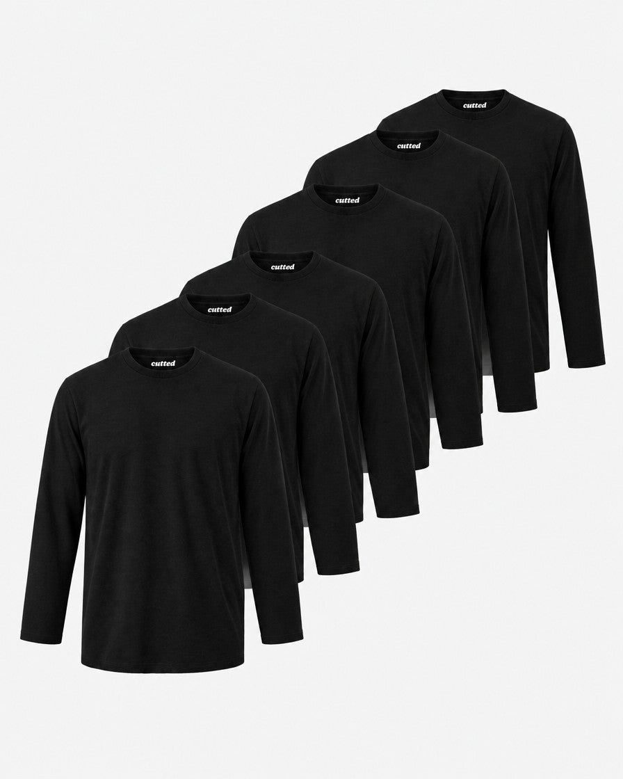 Long Sleeve All Black 6er Pack