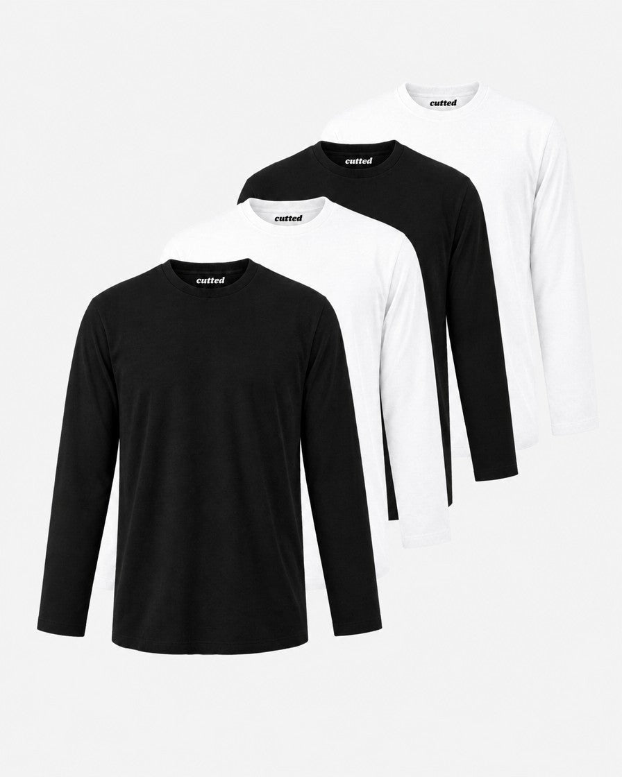 Long Sleeve Black & White 4er Pack