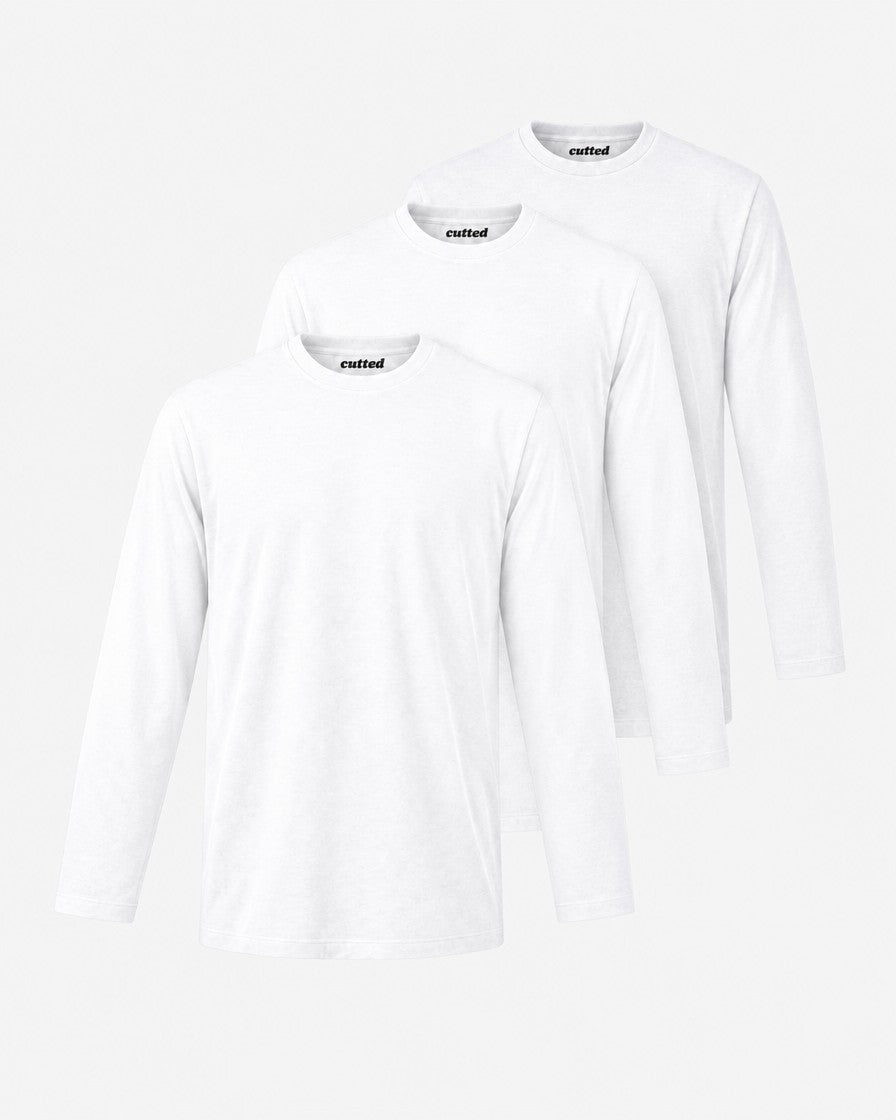 Long Sleeve All White 3er Pack