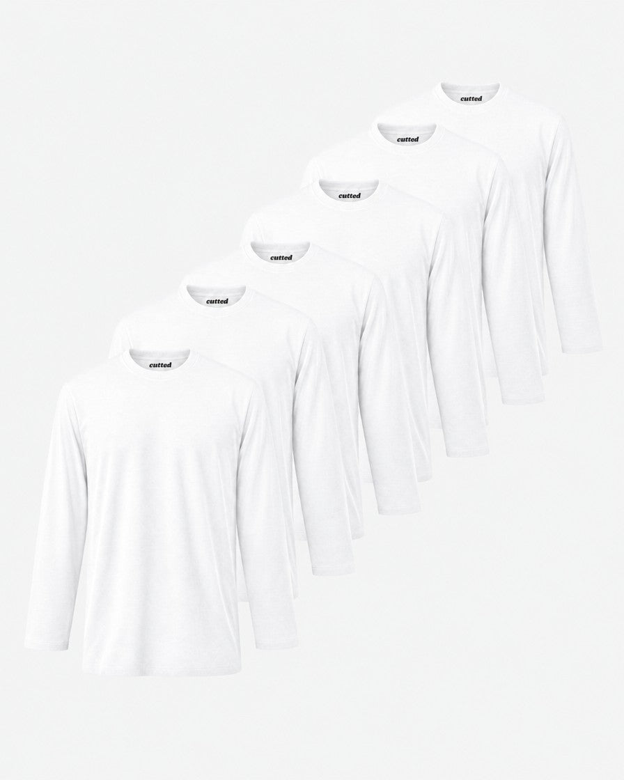 Long Sleeve All White 6er Pack